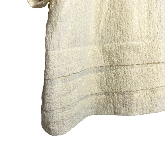 MAISIE Textured Puff Sleeve Top Cream Cropped Cottagecore Boxy Boho Blouse - Picture 4 of 10